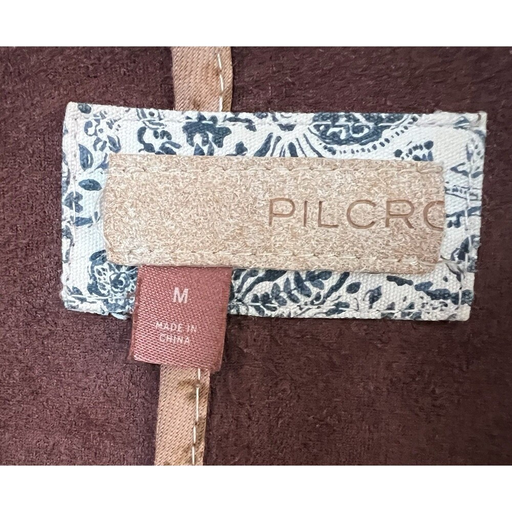 Anthropologie Pilcro Duster Faux Suede Warm Brown Snap Front Size M Jacket Artsy - Picture 7 of 11